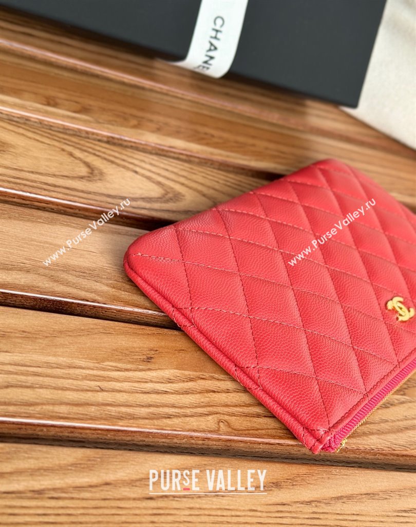 Chanel Grained Calfskin Classic Zipped Pouch Red 2024 AP1071 (SSZ-240830053)