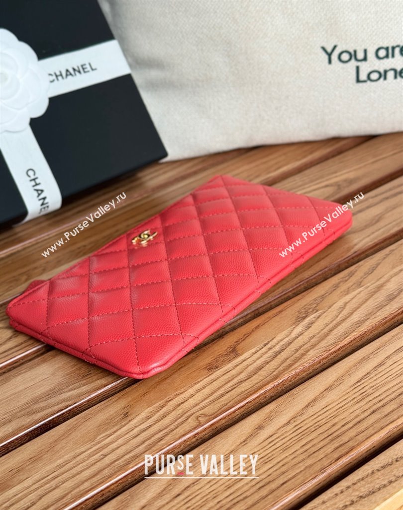 Chanel Grained Calfskin Classic Zipped Pouch Red 2024 AP1071 (SSZ-240830053)