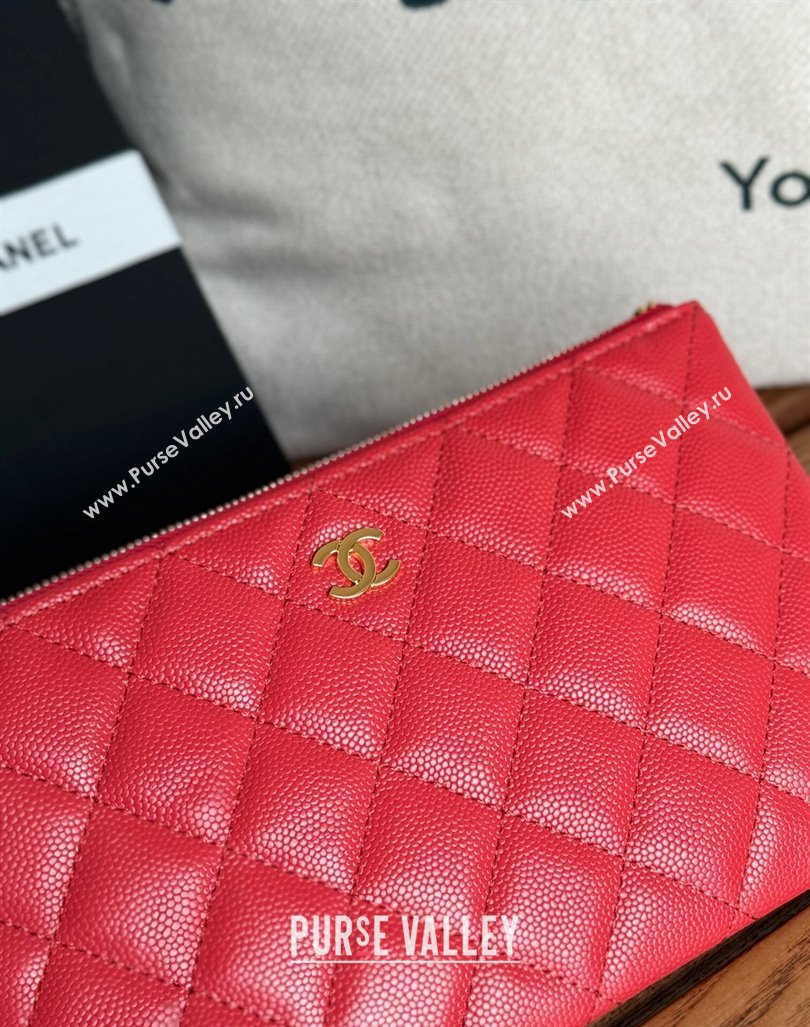 Chanel Grained Calfskin Classic Zipped Pouch Red 2024 AP1071 (SSZ-240830053)