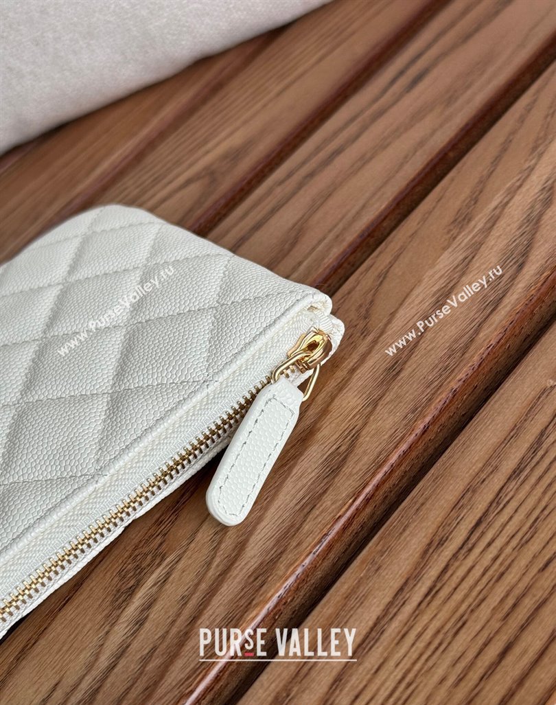 Chanel Grained Calfskin Classic Zipped Pouch White 2024 AP1071 (SSZ-240830055)