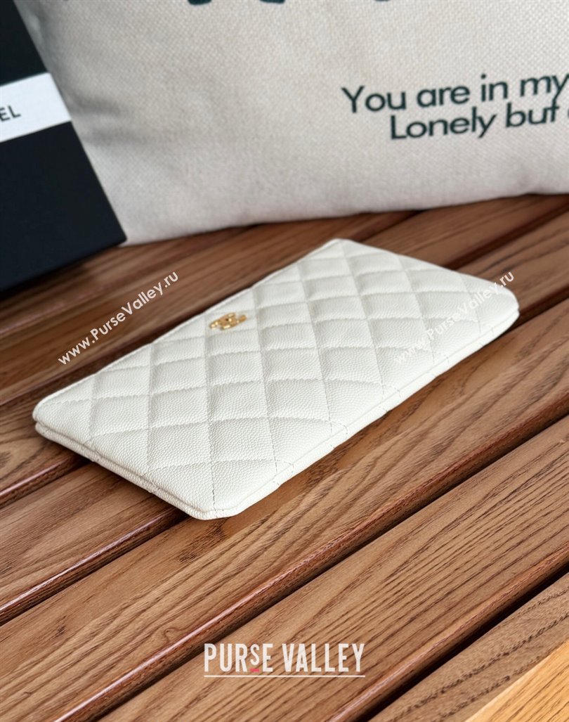 Chanel Grained Calfskin Classic Zipped Pouch White 2024 AP1071 (SSZ-240830055)