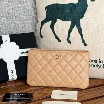 Chanel Grained Calfskin Classic Zipped Pouch Dark Beige 2024 AP1071 (SSZ-240830056)