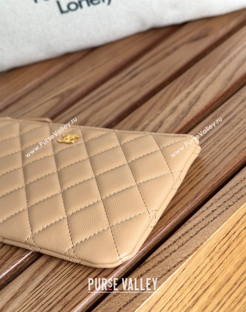 Chanel Grained Calfskin Classic Zipped Pouch Dark Beige 2024 AP1071 (SSZ-240830056)