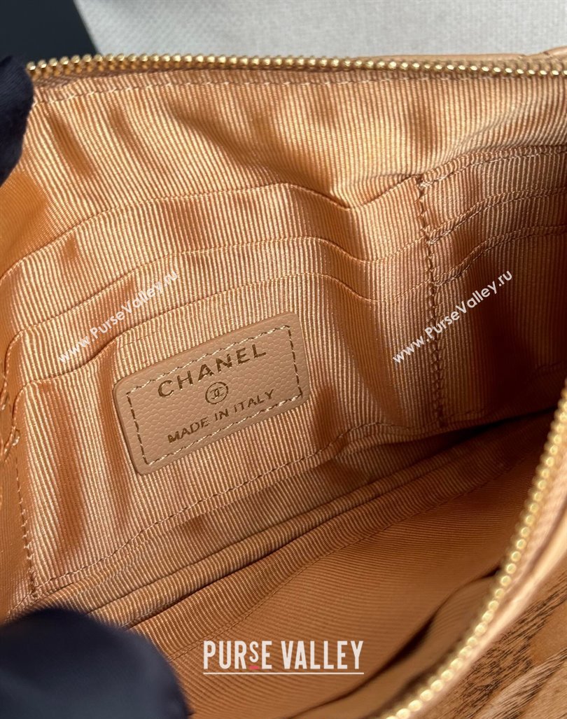 Chanel Grained Calfskin Classic Zipped Pouch Dark Beige 2024 AP1071 (SSZ-240830056)