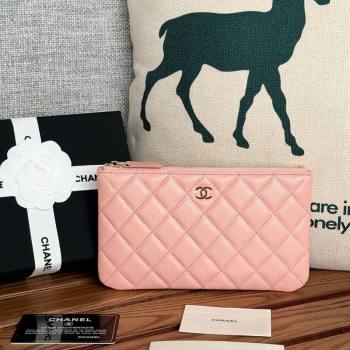 Chanel Grained Calfskin Classic Zipped Pouch Light Pink 2024 AP1071 (SSZ-240830057)