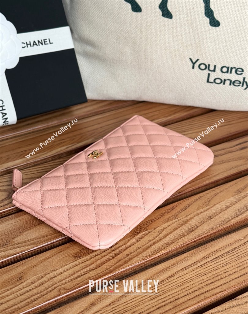 Chanel Grained Calfskin Classic Zipped Pouch Light Pink 2024 AP1071 (SSZ-240830057)