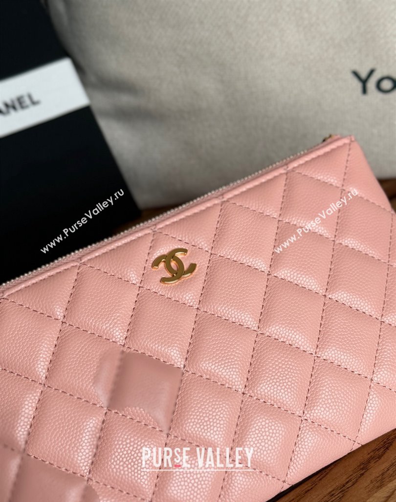 Chanel Grained Calfskin Classic Zipped Pouch Light Pink 2024 AP1071 (SSZ-240830057)