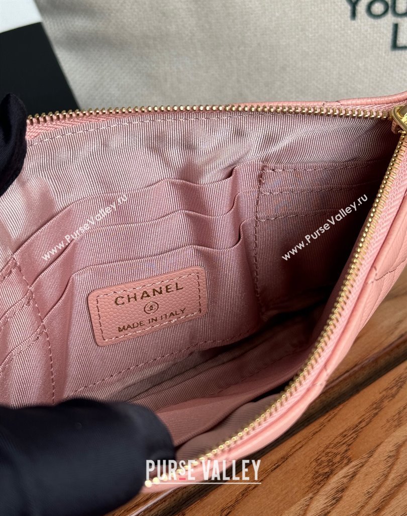 Chanel Grained Calfskin Classic Zipped Pouch Light Pink 2024 AP1071 (SSZ-240830057)