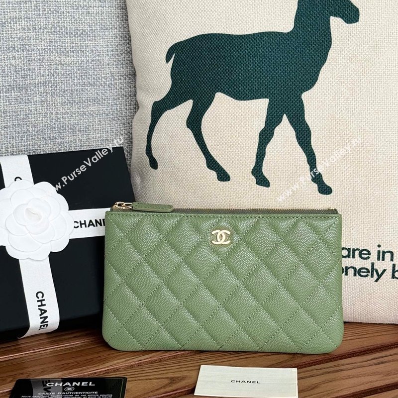 Chanel Grained Calfskin Classic Zipped Pouch Green 2024 AP1071 (SSZ-240830059)