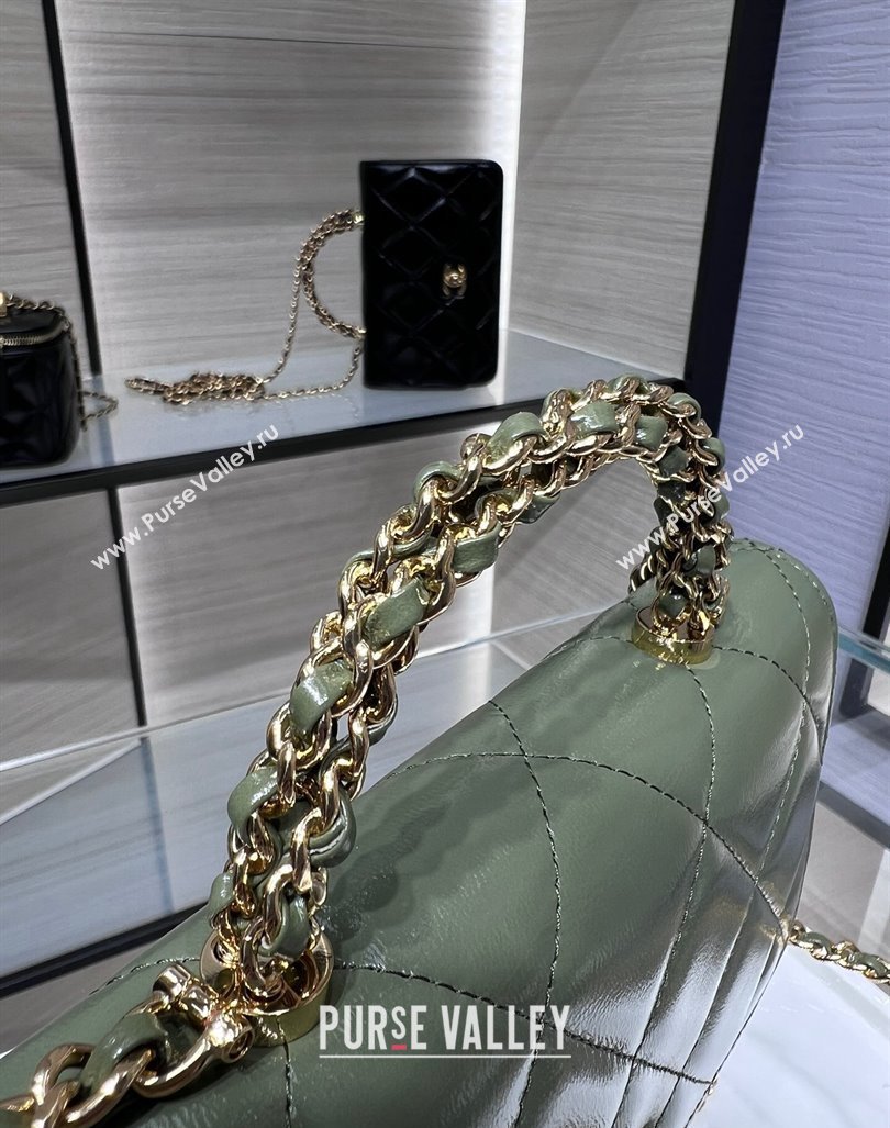 Chanel Lambskin Wallet on Chain WOC with Top Handle AP4166 Green 2024 (yezi-240830010)