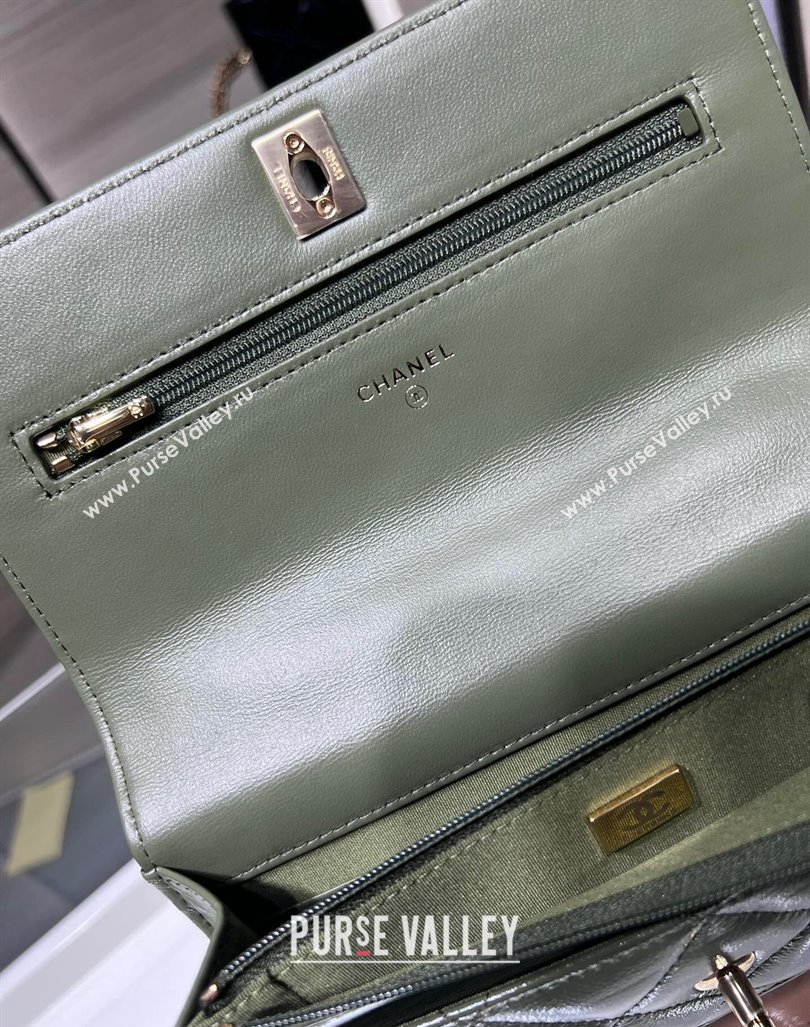 Chanel Lambskin Wallet on Chain WOC with Top Handle AP4166 Green 2024 (yezi-240830010)