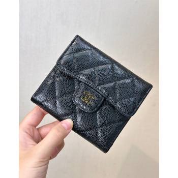 Chanel Grained Calfskin Card Holder Wallet Black/Gold 2024 82288 (SSZ-240830027)