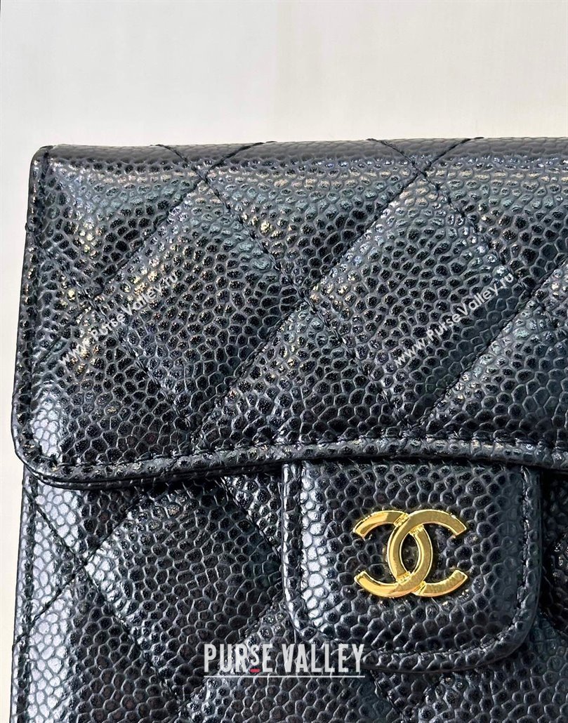 Chanel Grained Calfskin Card Holder Wallet Black/Gold 2024 82288 (SSZ-240830027)