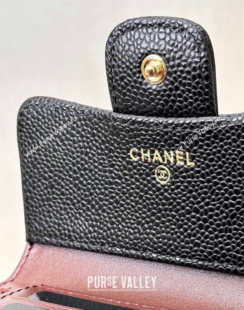 Chanel Grained Calfskin Card Holder Wallet Black/Gold 2024 82288 (SSZ-240830027)