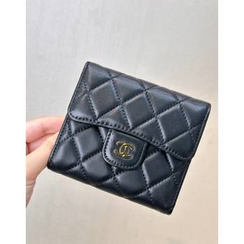 Chanel Lambskin Card Holder Wallet Black/Gold 2024 82288 (SSZ-240830029)