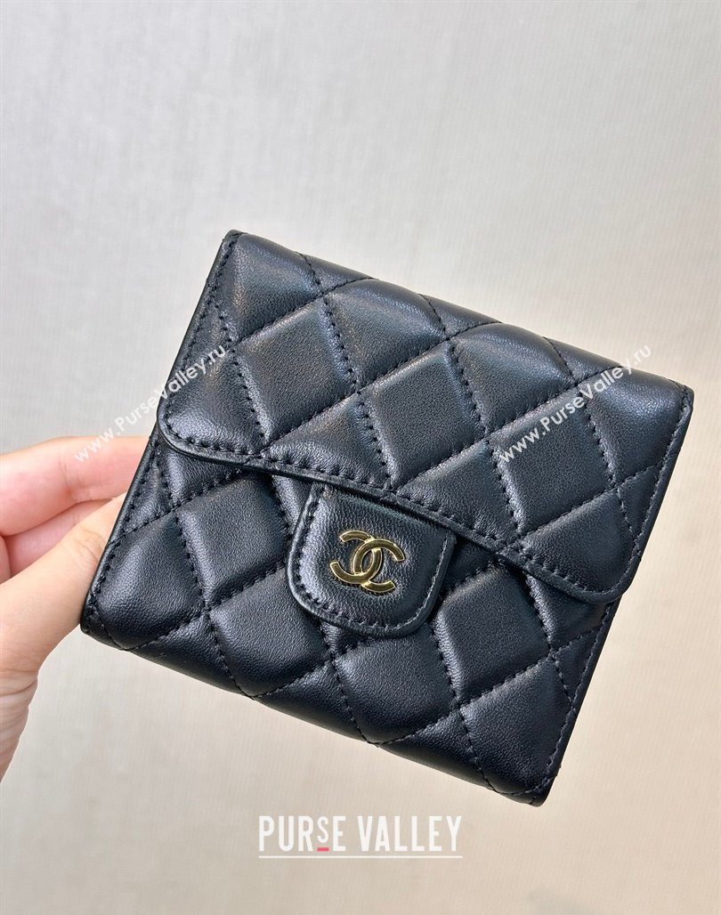 Chanel Lambskin Card Holder Wallet Black/Gold 2024 82288 (SSZ-240830029)