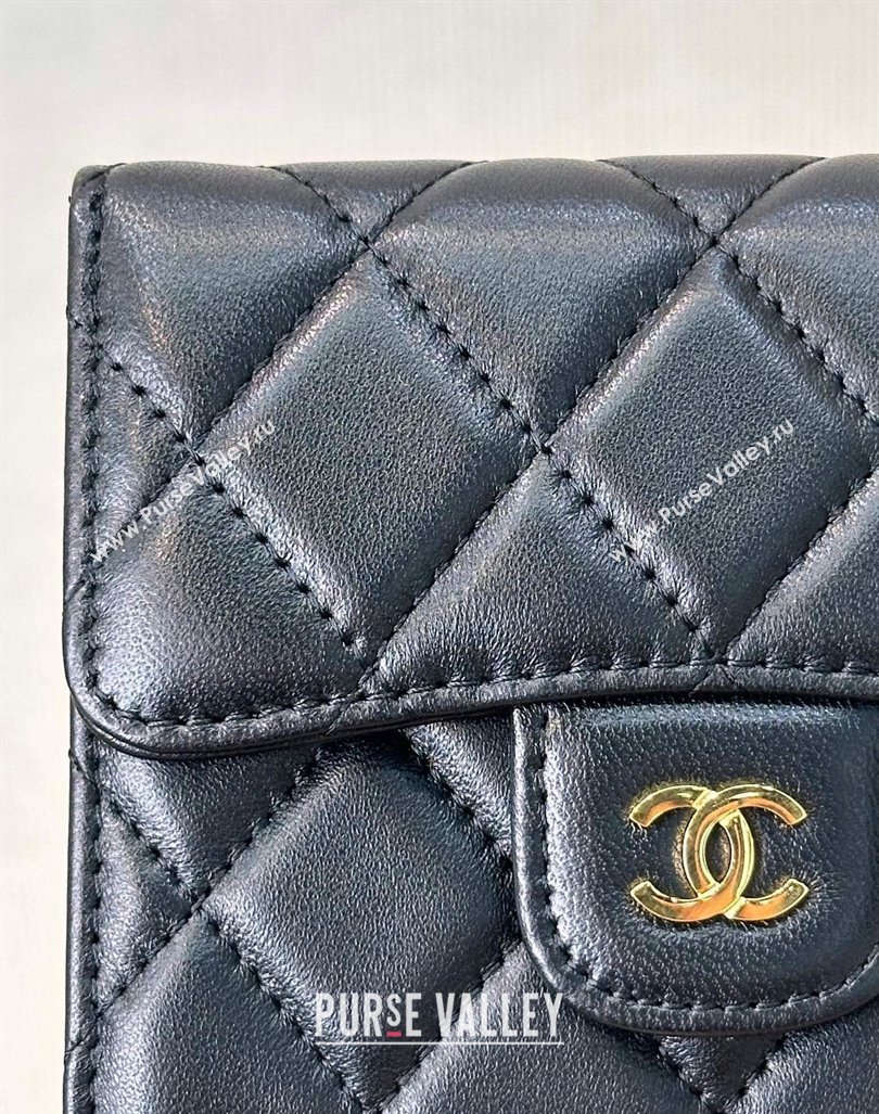 Chanel Lambskin Card Holder Wallet Black/Gold 2024 82288 (SSZ-240830029)