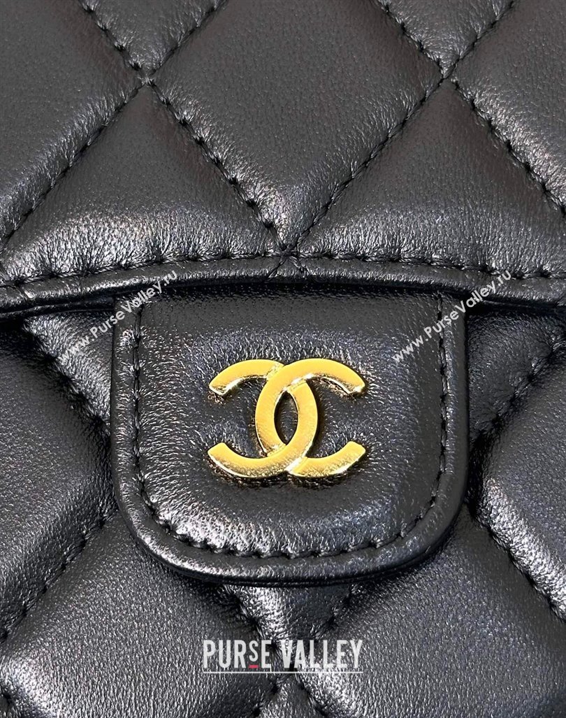 Chanel Lambskin Card Holder Wallet Black/Gold 2024 82288 (SSZ-240830029)