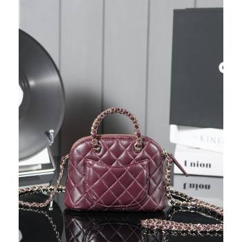Chanel Shiny Lambskin Clutch with Chain and Top Handle Burgundy 2024 AP3354 (yezi-240830068)