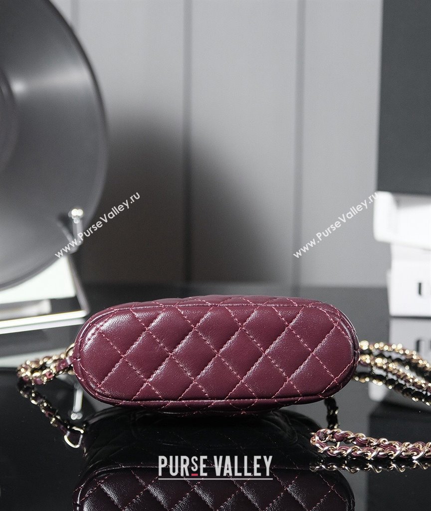 Chanel Shiny Lambskin Clutch with Chain and Top Handle Burgundy 2024 AP3354 (yezi-240830068)