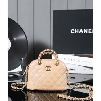 Chanel Shiny Lambskin Clutch with Chain and Top Handle Beige 2024 AP3354 (yezi-240830070)