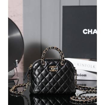 Chanel Shiny Lambskin Clutch with Chain and Top Handle Black 2024 AP3354 (yezi-240830071)