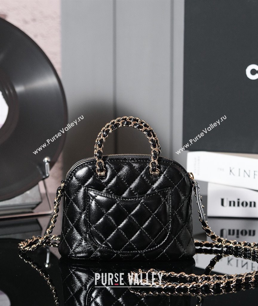 Chanel Shiny Lambskin Clutch with Chain and Top Handle Black 2024 AP3354 (yezi-240830071)