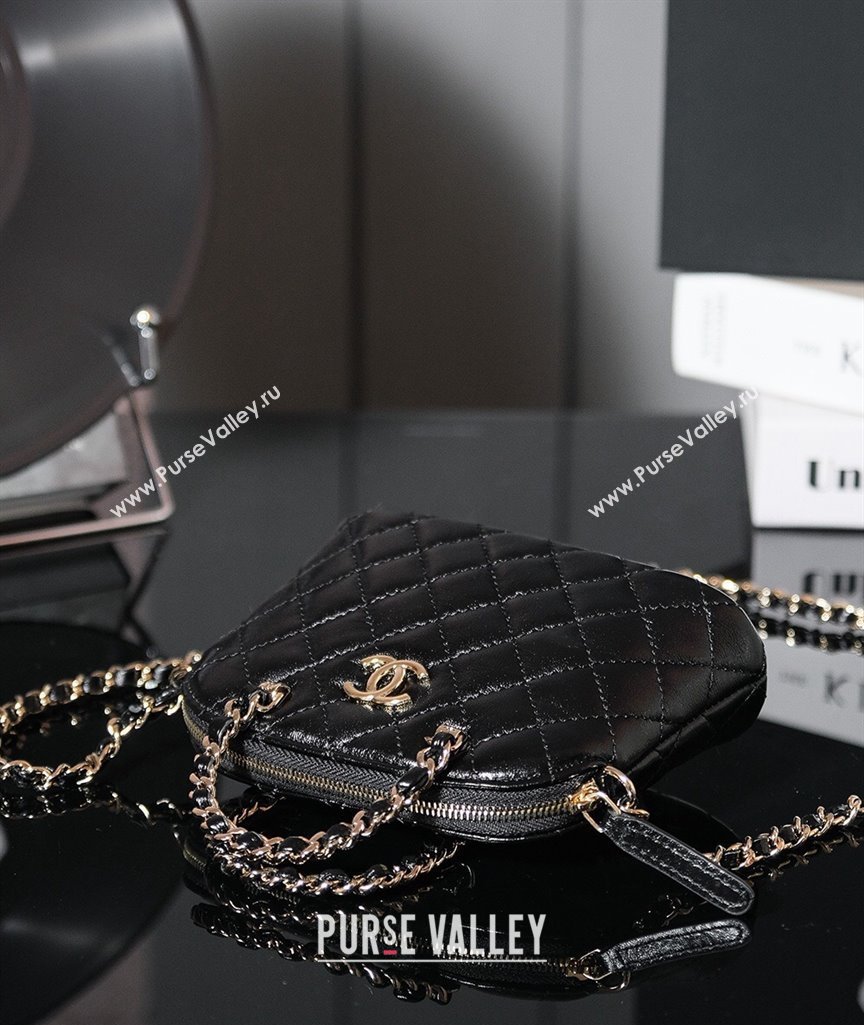 Chanel Shiny Lambskin Clutch with Chain and Top Handle Black 2024 AP3354 (yezi-240830071)