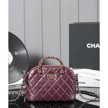 Chanel Shiny Lambskin Small Shopping Bag Burgundy 2024 AS5130 (yezi-240830072)