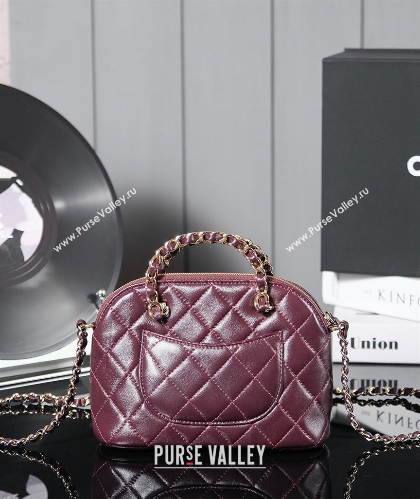 Chanel Shiny Lambskin Small Shopping Bag Burgundy 2024 AS5130 (yezi-240830072)