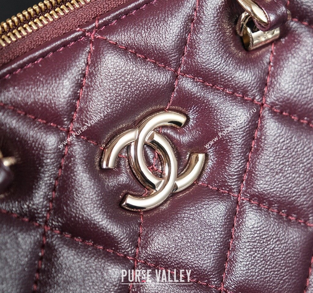 Chanel Shiny Lambskin Small Shopping Bag Burgundy 2024 AS5130 (yezi-240830072)