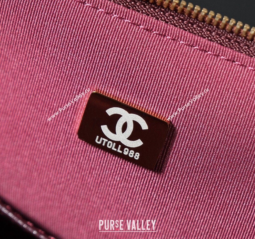 Chanel Shiny Lambskin Small Shopping Bag Burgundy 2024 AS5130 (yezi-240830072)