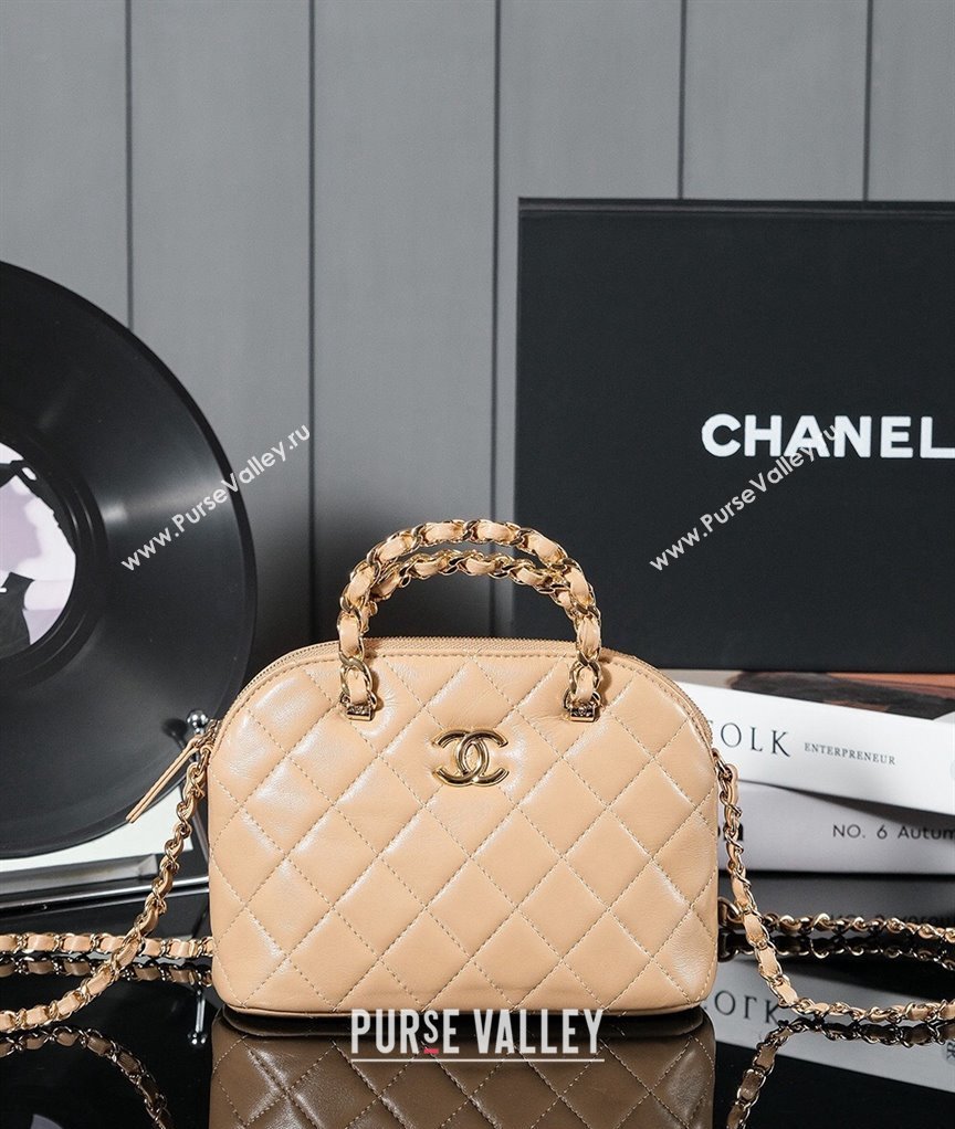 Chanel Shiny Lambskin Small Shopping Bag Beige 2024 AS5130 (yezi-240830073)