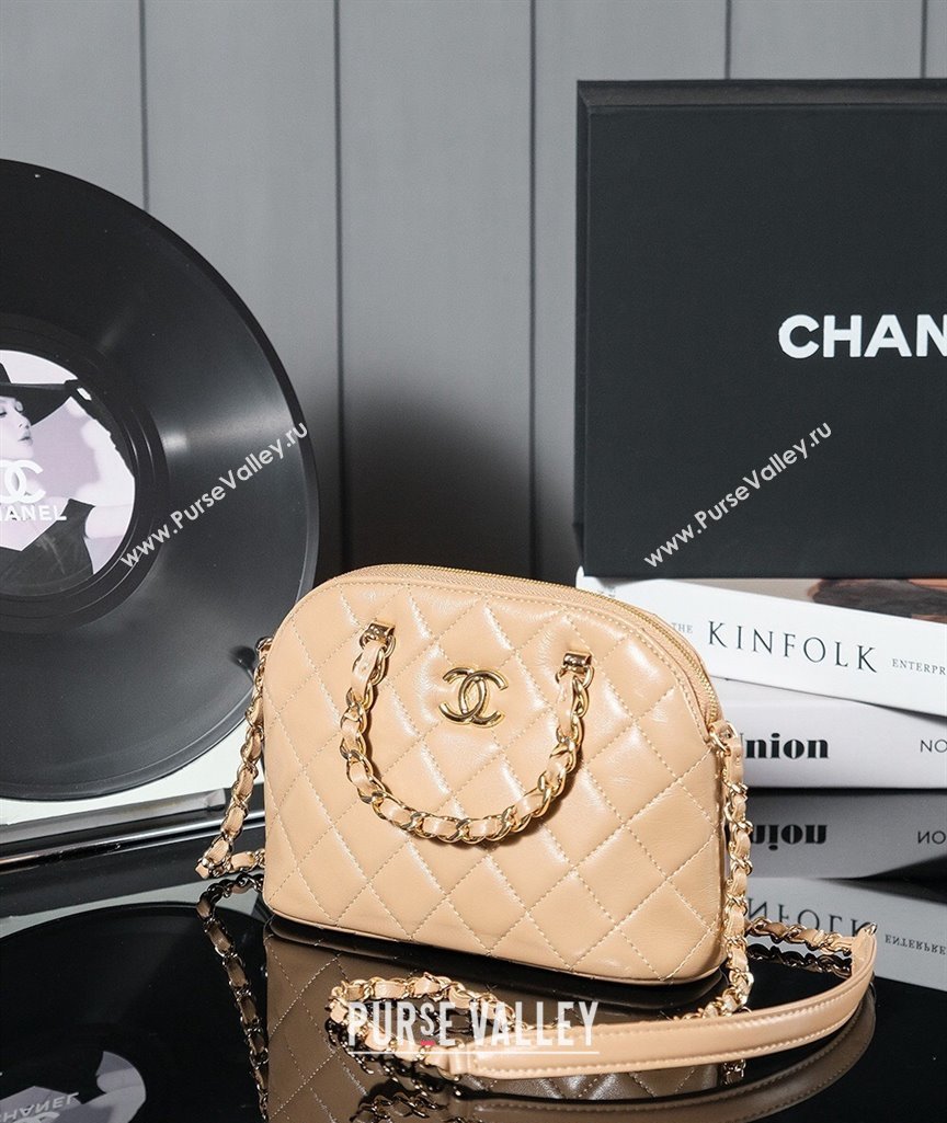 Chanel Shiny Lambskin Small Shopping Bag Beige 2024 AS5130 (yezi-240830073)