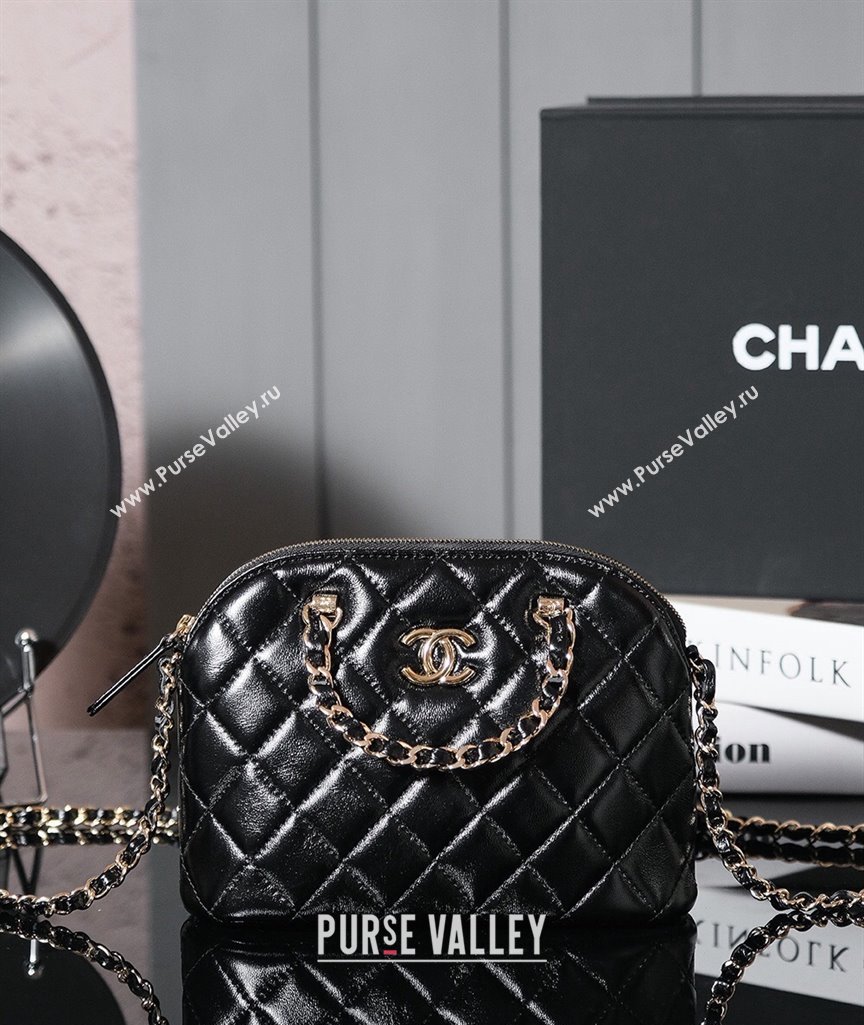 Chanel Shiny Lambskin Small Shopping Bag Black 2024 AS5130 (yezi-240830074)