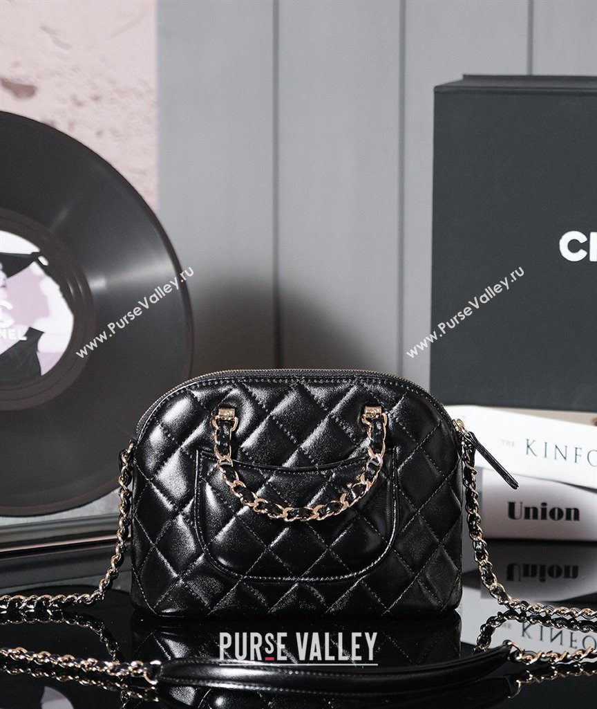 Chanel Shiny Lambskin Small Shopping Bag Black 2024 AS5130 (yezi-240830074)