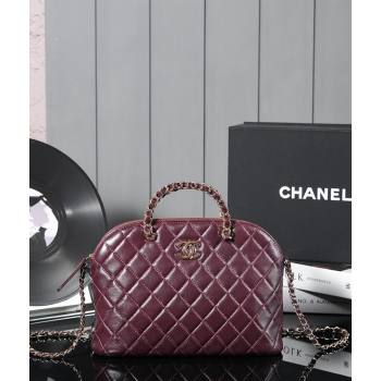 Chanel Shiny Lambskin Small Shopping Bag Burgundy 2024 AS3969 (yezi-240830075)