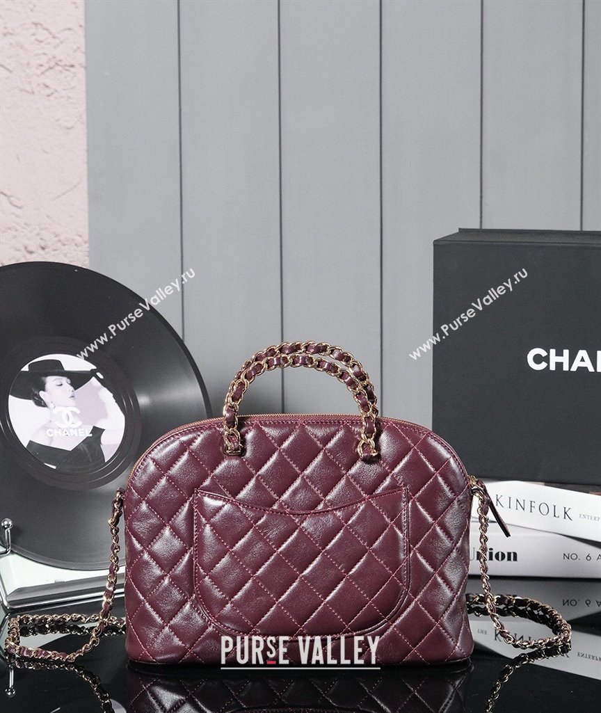 Chanel Shiny Lambskin Small Shopping Bag Burgundy 2024 AS3969 (yezi-240830075)