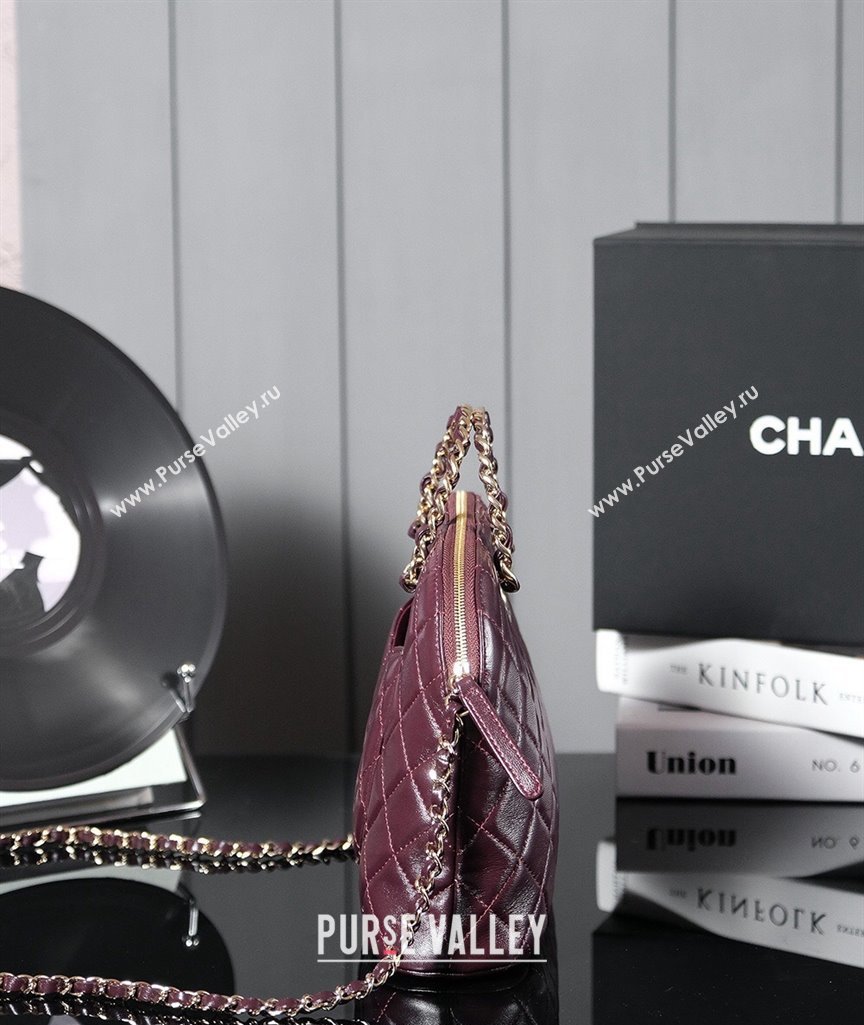 Chanel Shiny Lambskin Small Shopping Bag Burgundy 2024 AS3969 (yezi-240830075)