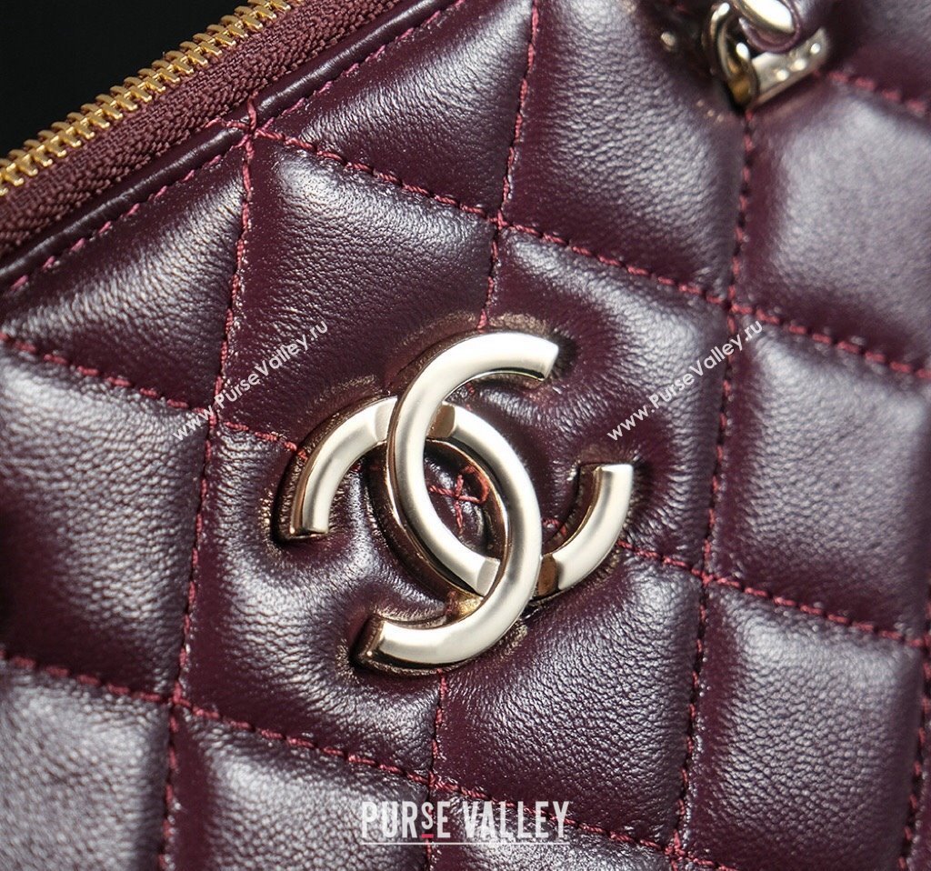 Chanel Shiny Lambskin Small Shopping Bag Burgundy 2024 AS3969 (yezi-240830075)