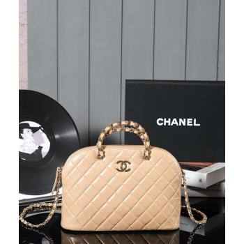 Chanel Shiny Lambskin Small Shopping Bag Beige 2024 AS3969 (yezi-240830076)