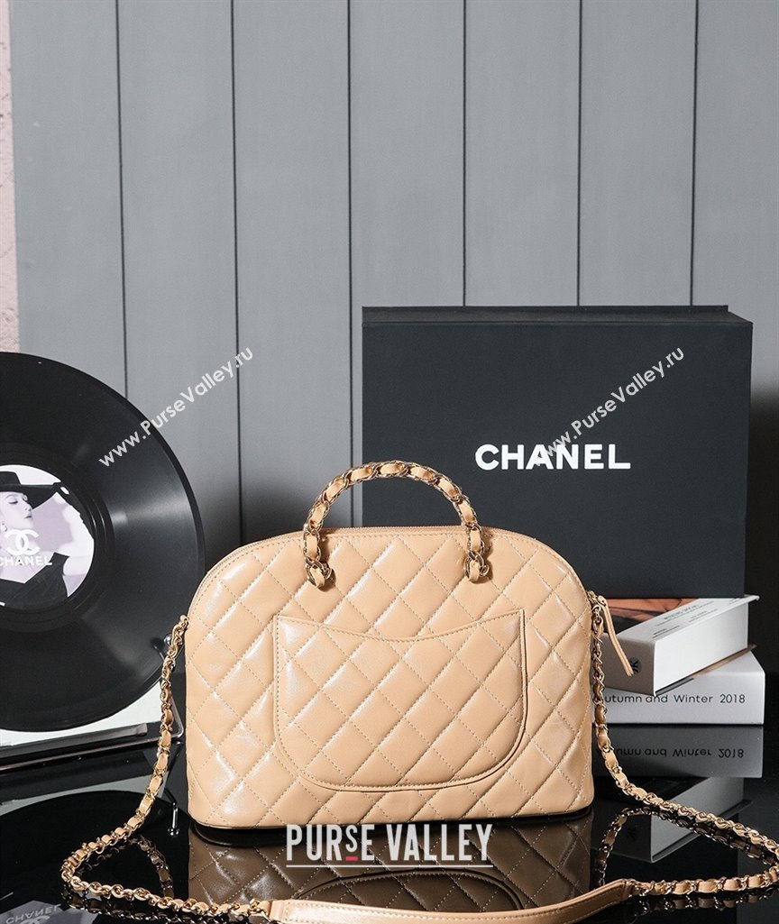 Chanel Shiny Lambskin Small Shopping Bag Beige 2024 AS3969 (yezi-240830076)