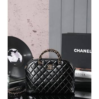 Chanel Shiny Lambskin Small Shopping Bag Black 2024 AS3969 (yezi-240830077)