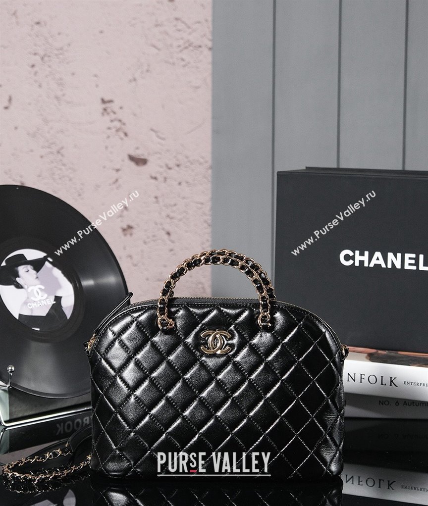 Chanel Shiny Lambskin Small Shopping Bag Black 2024 AS3969 (yezi-240830077)