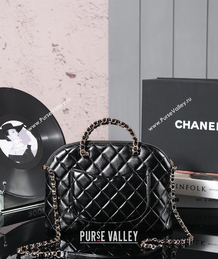 Chanel Shiny Lambskin Small Shopping Bag Black 2024 AS3969 (yezi-240830077)