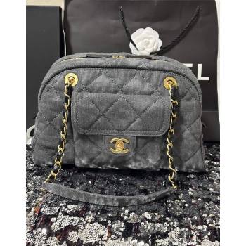 Chanel Washed Denim Bowling Bag Grey AS4905 2024 (yezi-240830081)