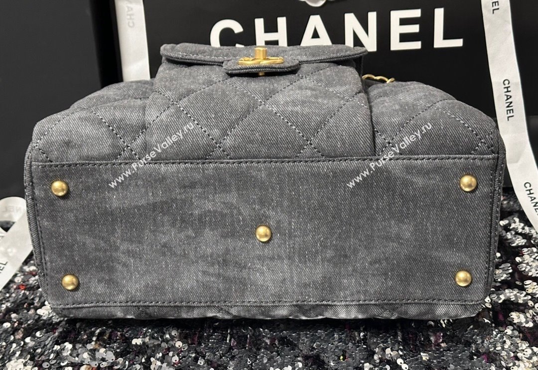 Chanel Washed Denim Bowling Bag Grey AS4905 2024 (yezi-240830081)