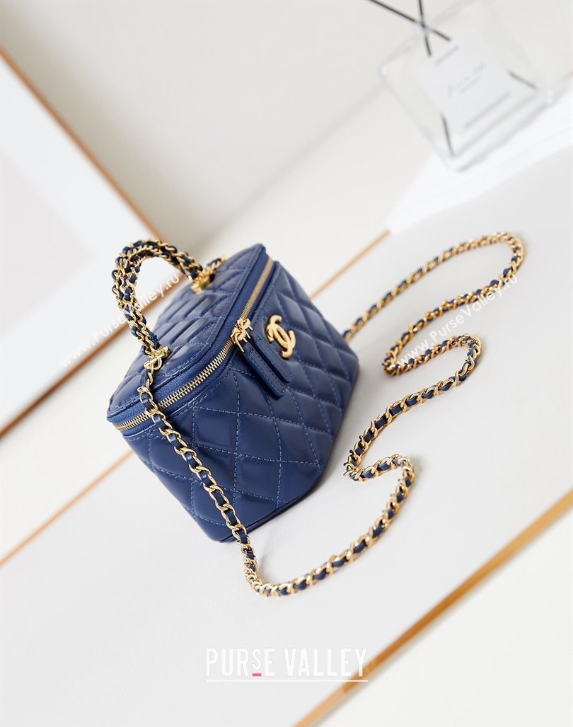 Chanel Lambskin Clutch with Chain and Top Handle AP4168 Royal Blue 2024 (yezi-240830015)