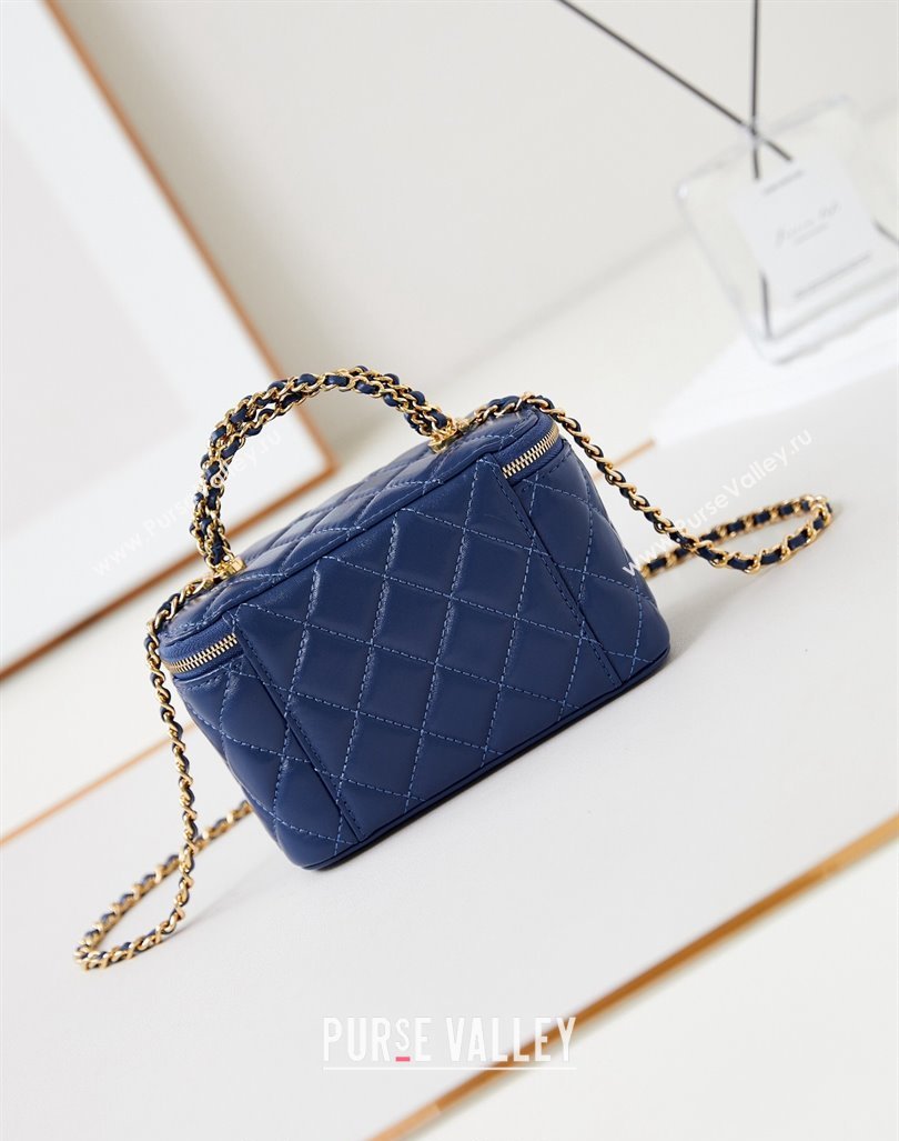 Chanel Lambskin Clutch with Chain and Top Handle AP4168 Royal Blue 2024 (yezi-240830015)