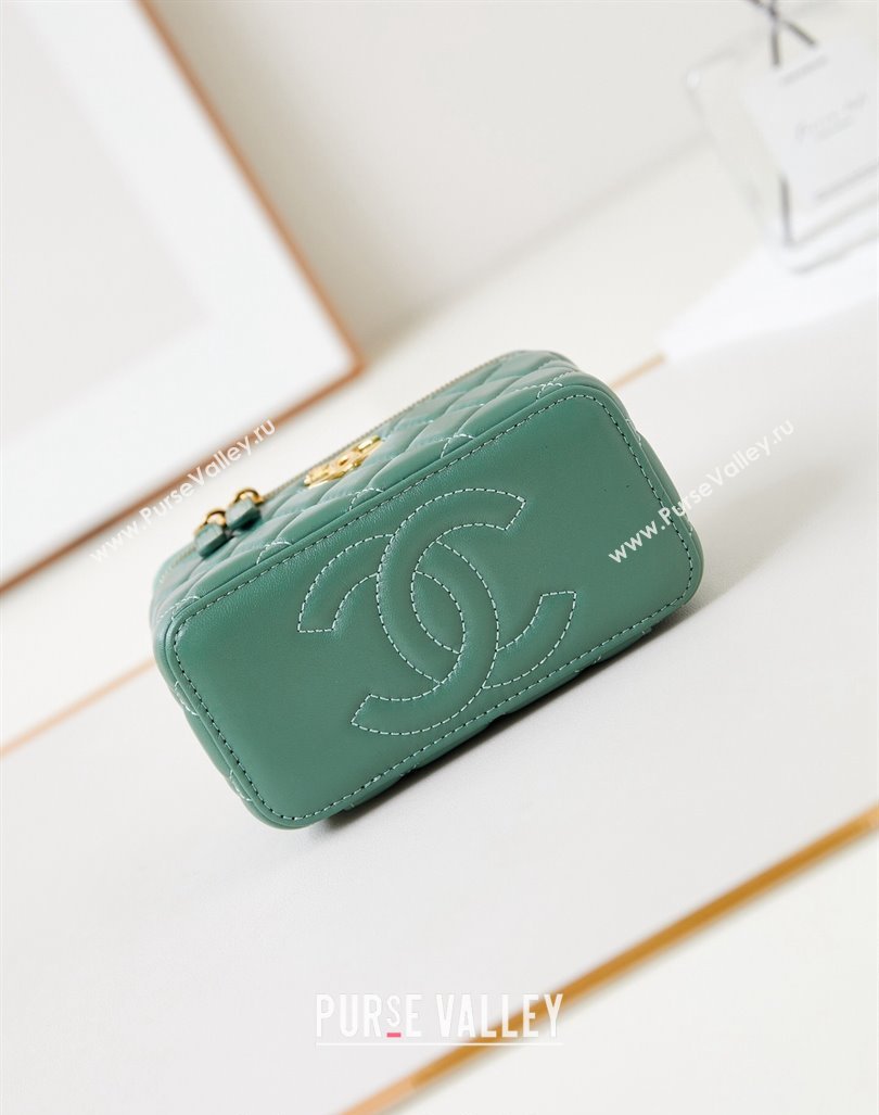 Chanel Lambskin Clutch with Chain and Top Handle AP4168 Light Green 2024 (yezi-240830016)